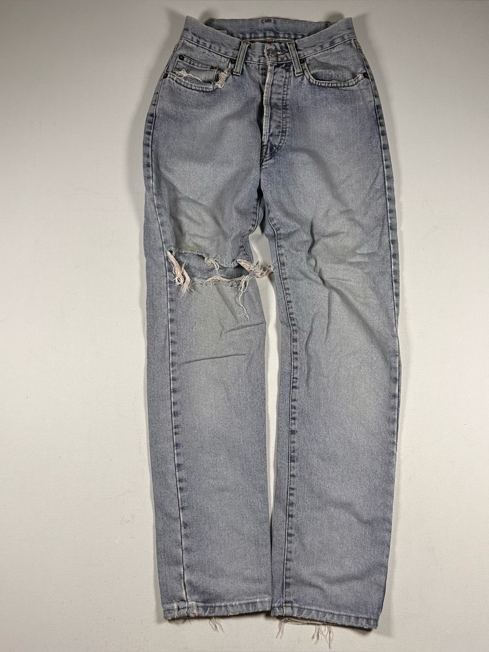 Replay Jeans Womens Blue Skinny High Waist Denim Light Wash Distressed 27 26x29